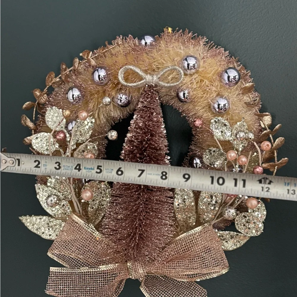 Rose Gold and Ivory Sisal Christmas Wreath Pearl Handmade